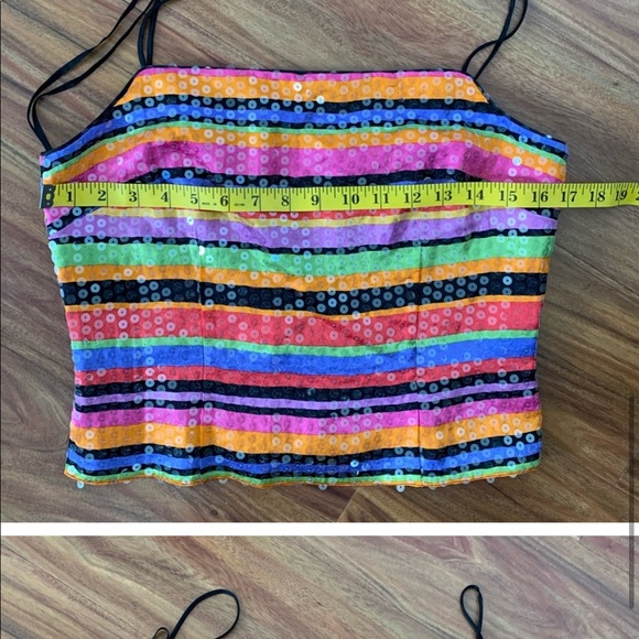 Kay Unger Colorful Striped Sequin Top - Picture 9 of 10